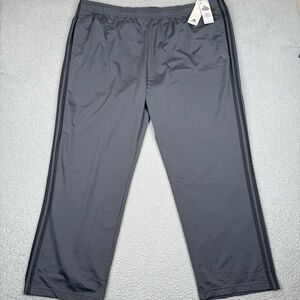 Adidas Track Pants Mens 4XL Gray Primegreen Essentials Warm-Up 3-Stripe Open Hem